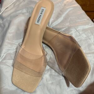 NWOT Steve Madden clear and tan pumps